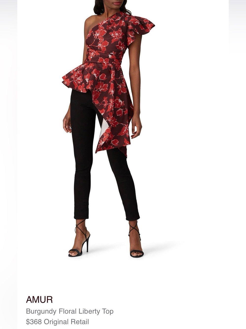 AMUR Burgundy Floral Liberty Top